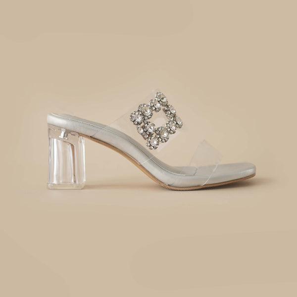 Dalia Clear Heels | Silver