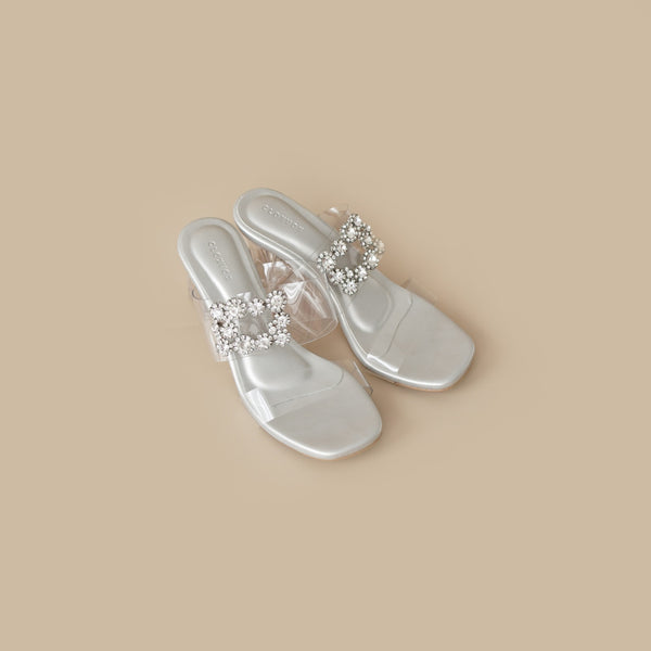 Dalia Clear Heels | Silver