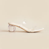 Essy Crystal Heels | White